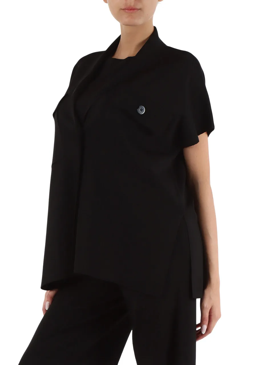 Short-sleeved viscose blend cardigan.