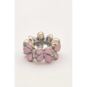 Silver floral pendant with rose motif.