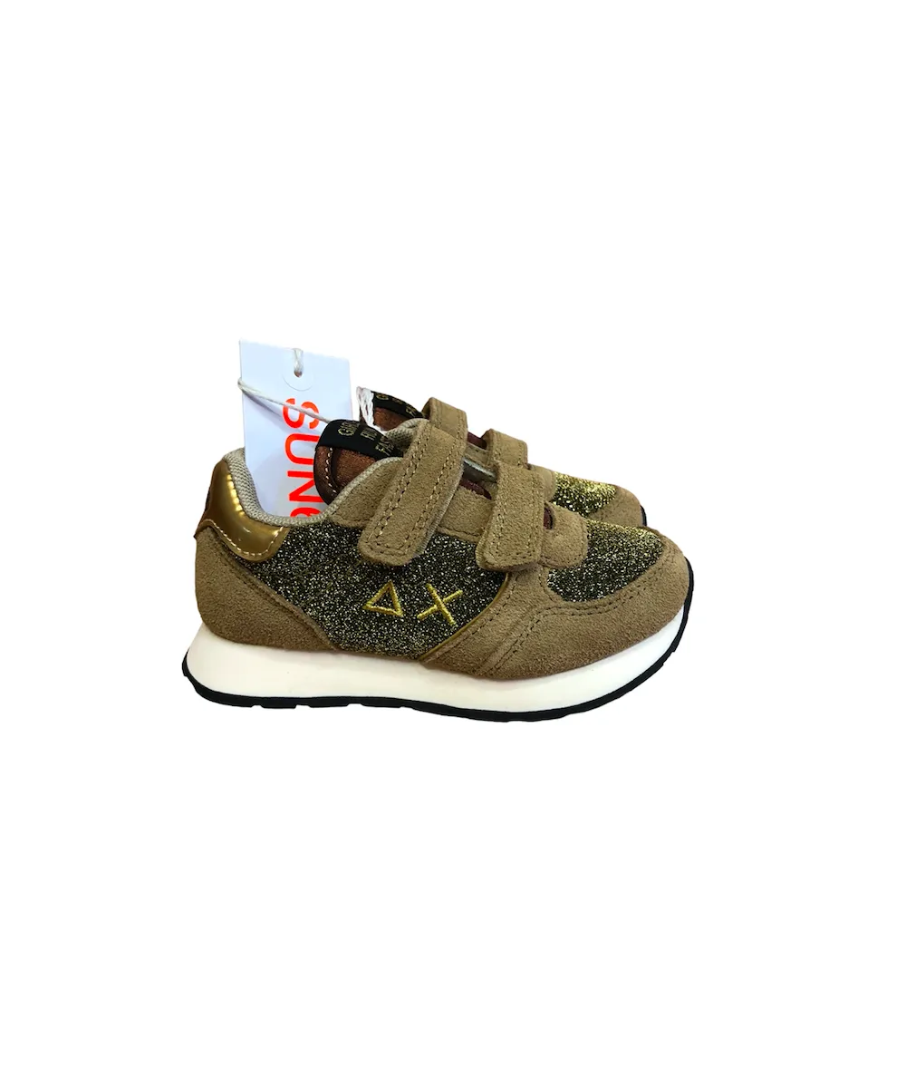 Sneakers SUN 68  beige oro  2 strap plantare estraibile