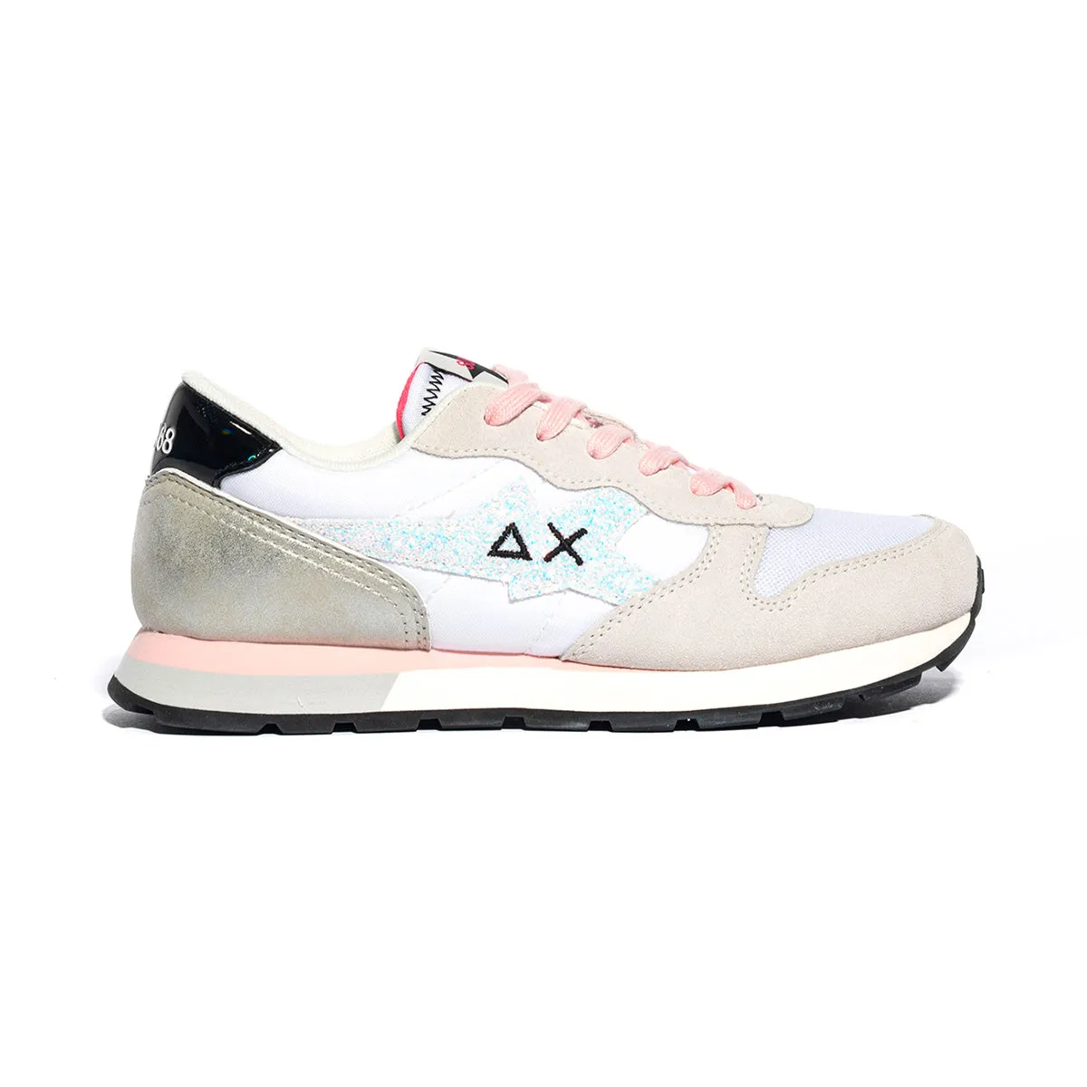 Sneakers-Sun-68-Girls-Stargirl-Glitter-Logo-Teen-Bianco