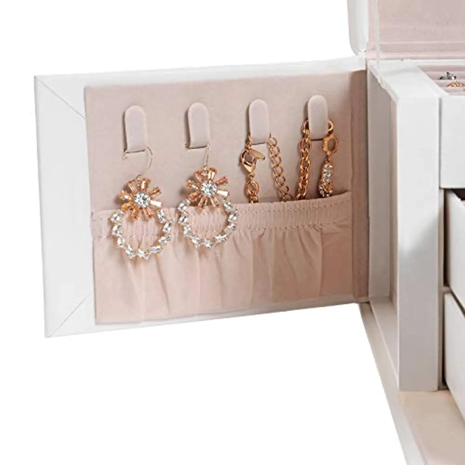 Travel Jewelry Box, Portable Jewelry Storage Case, 2 Drawers, Mirror, Christmas Gifts, SONGMICS