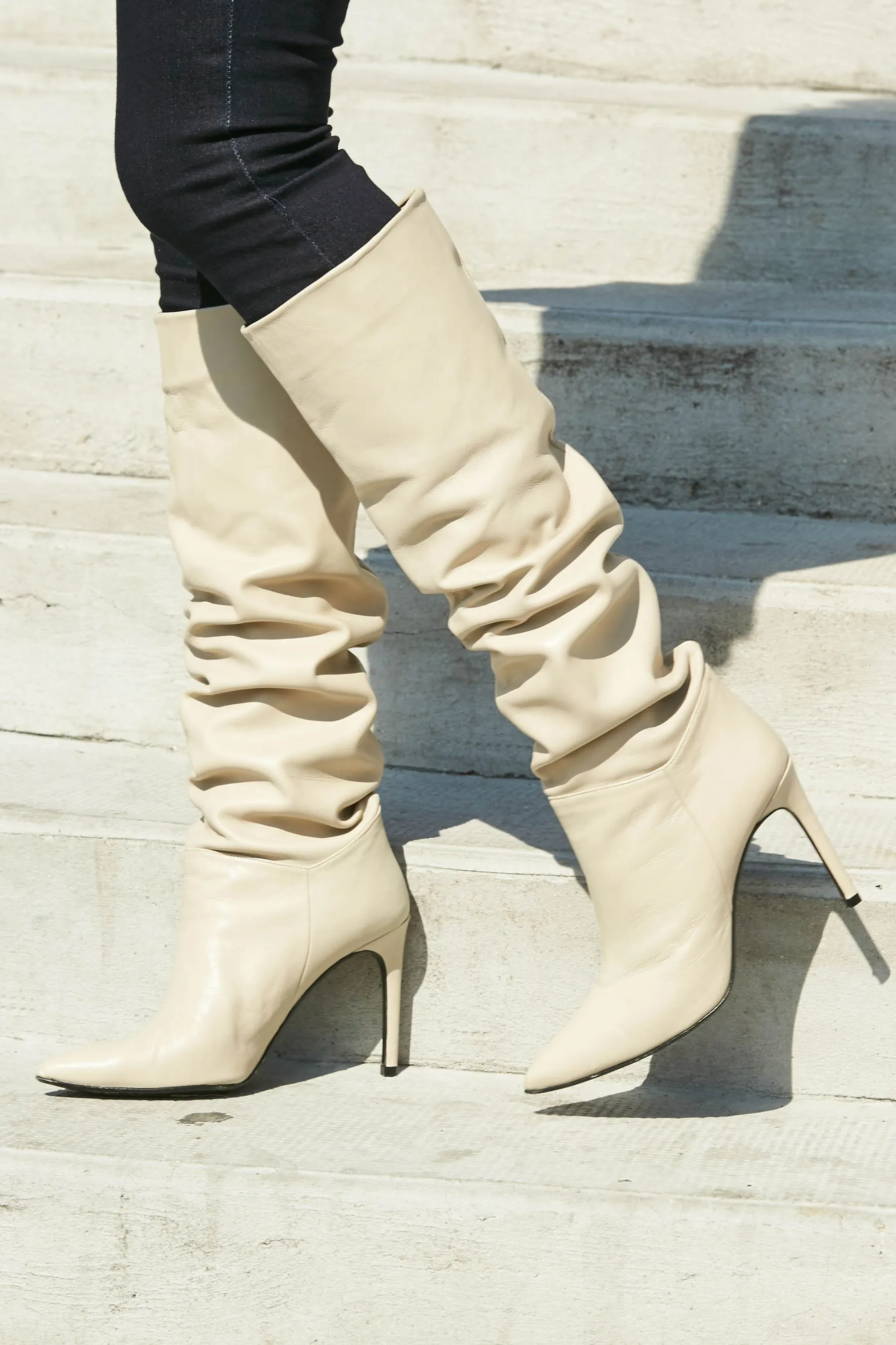 Sosandar Belle – Knee-high Leather Boots with Stiletto Heel