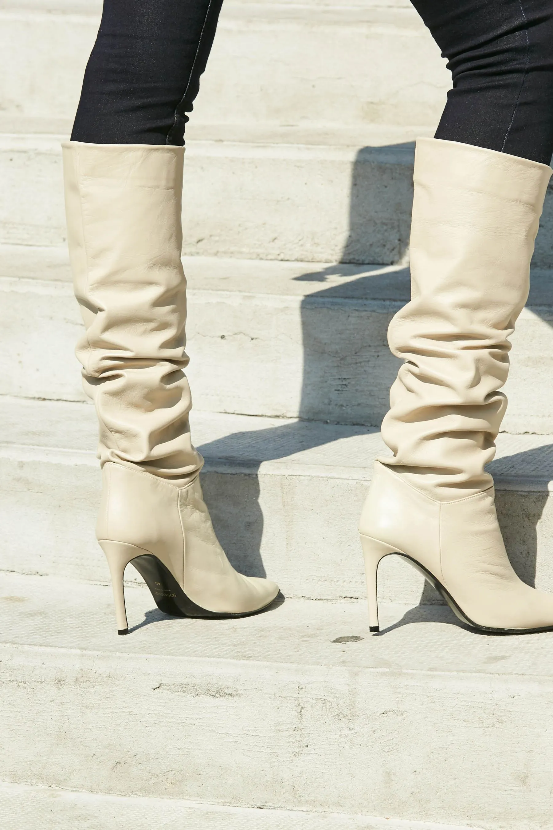 Sosandar Belle – Knee-high Leather Boots with Stiletto Heel