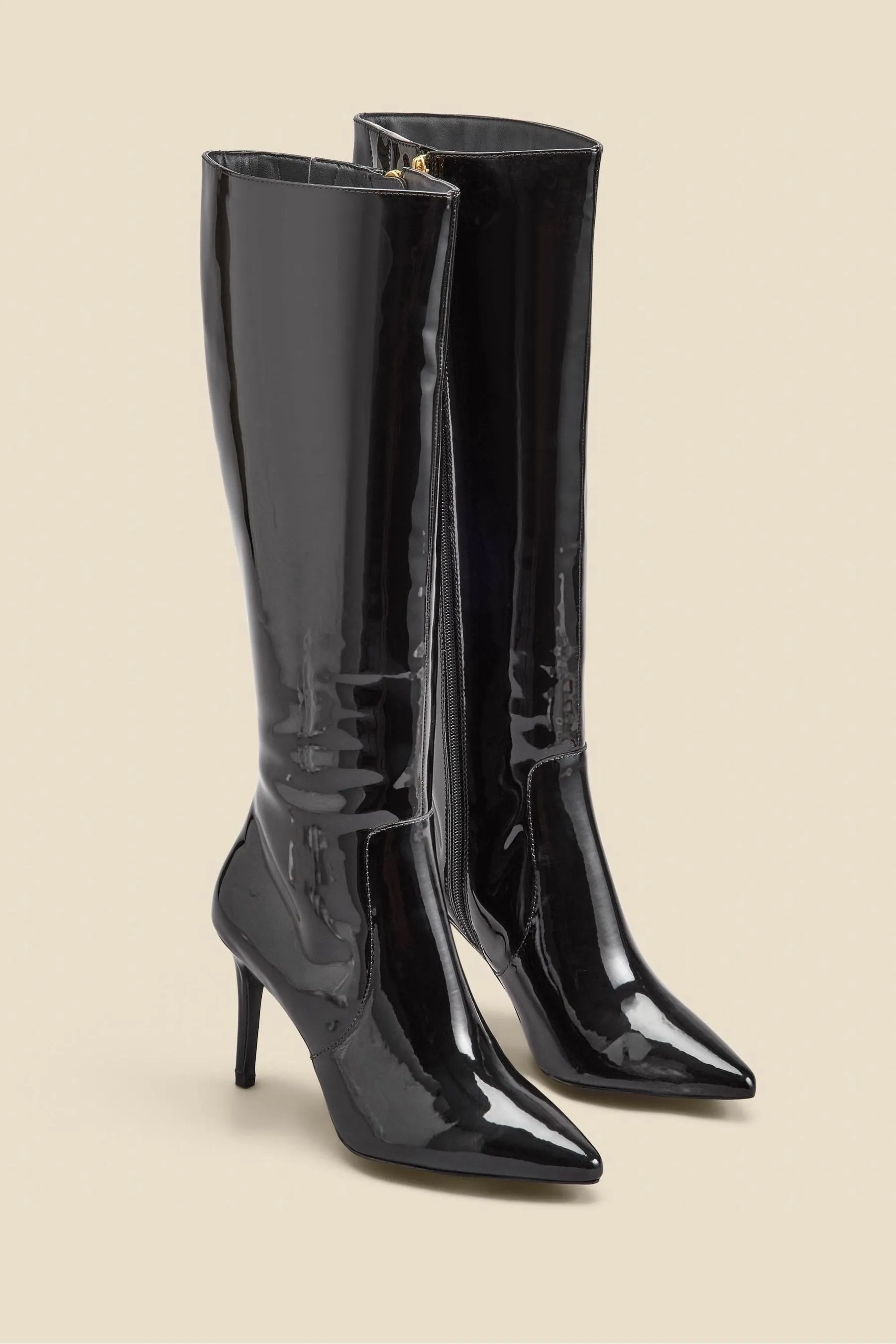 Sosandar - Knee-high patent leather boots with stiletto heel