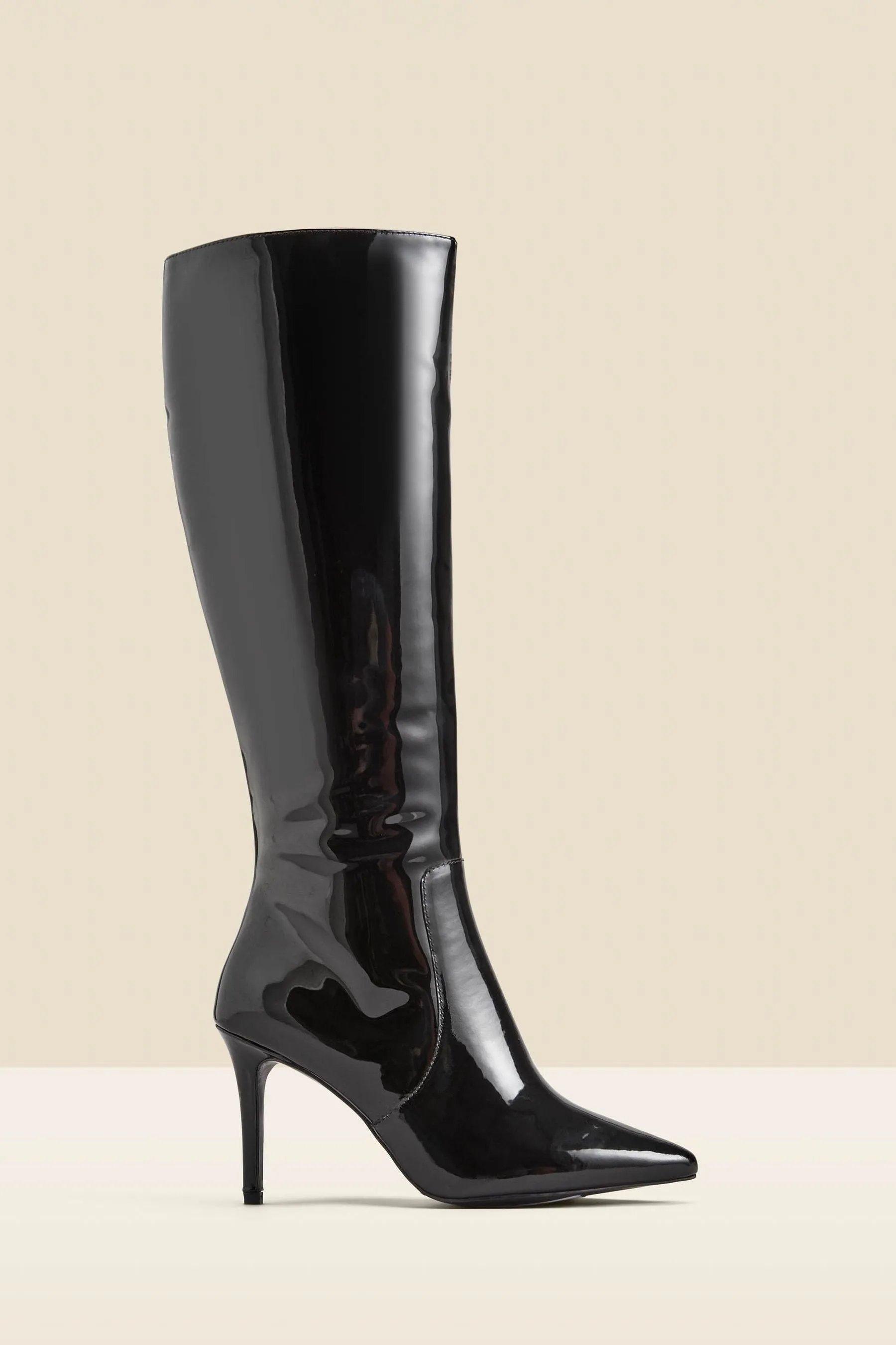 Sosandar - Knee-high patent leather boots with stiletto heel