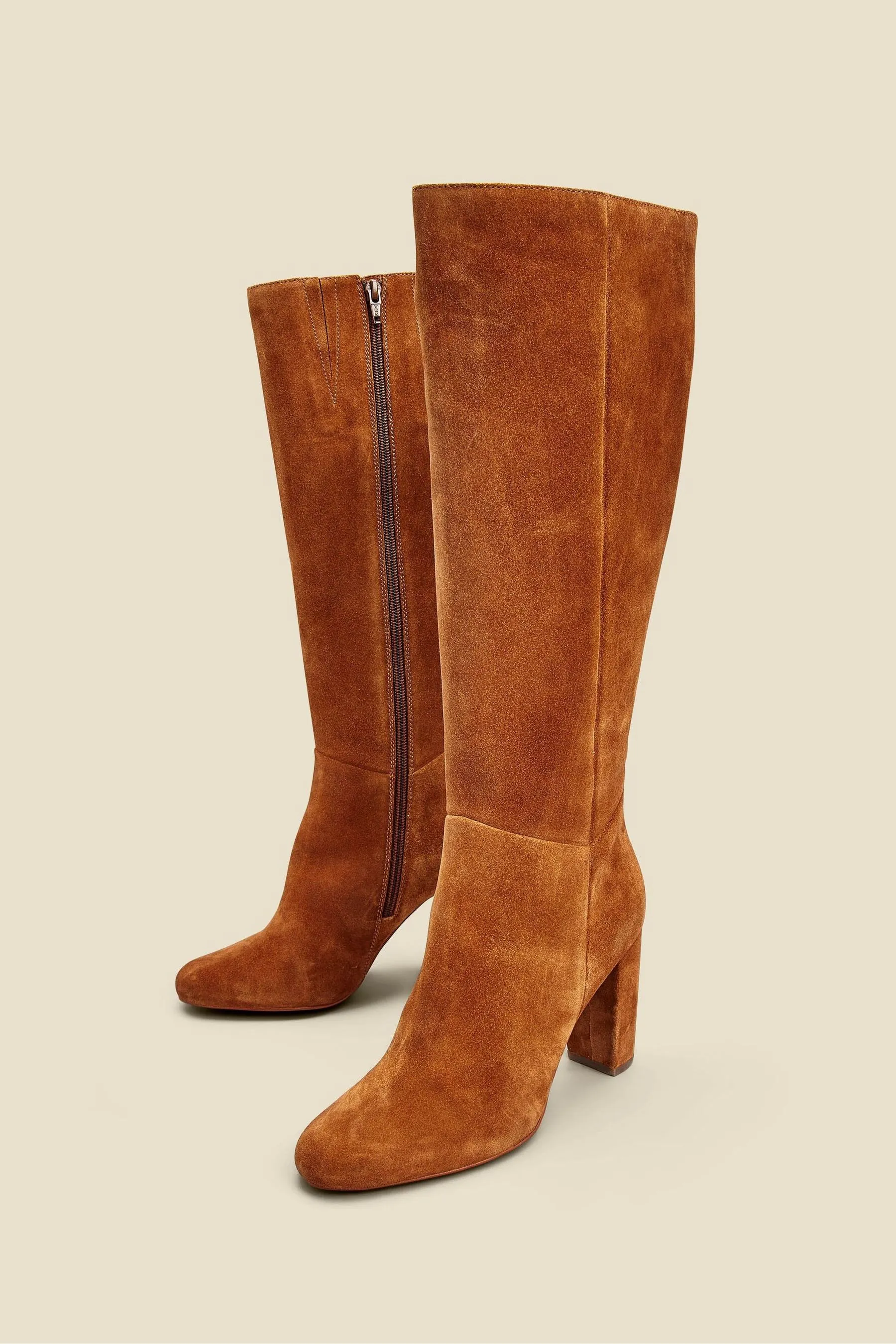 Sosandar - Knee-high suede boots with zip