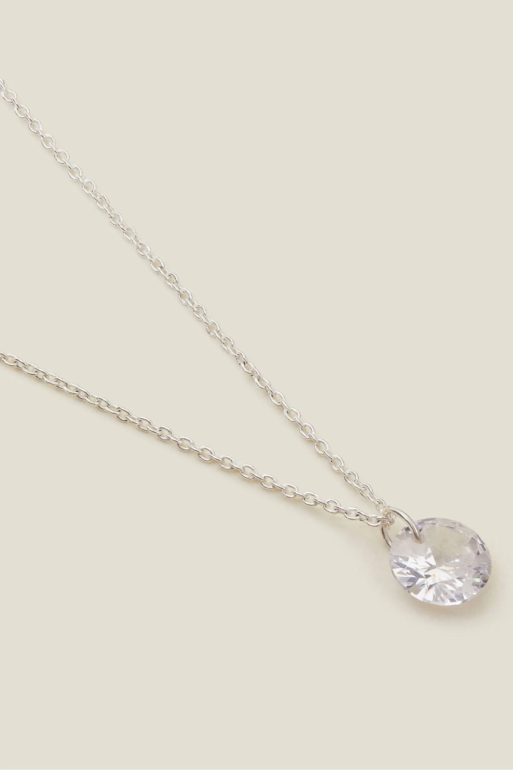 Sterling Silver Necklace with Cubic Zirconia Pendant - Accessorize