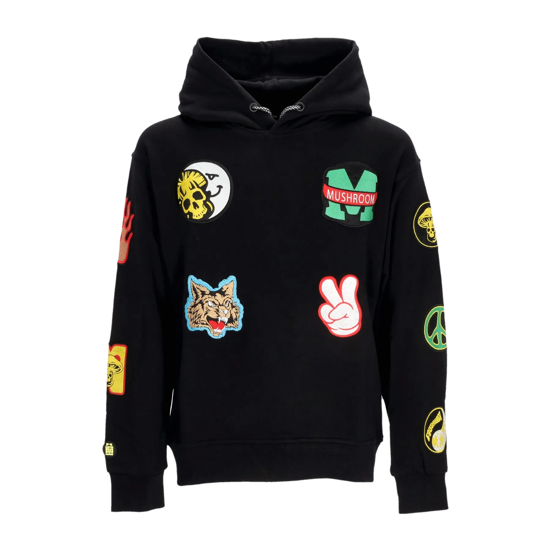 Stickers Black Hoodie for Men with Hood
