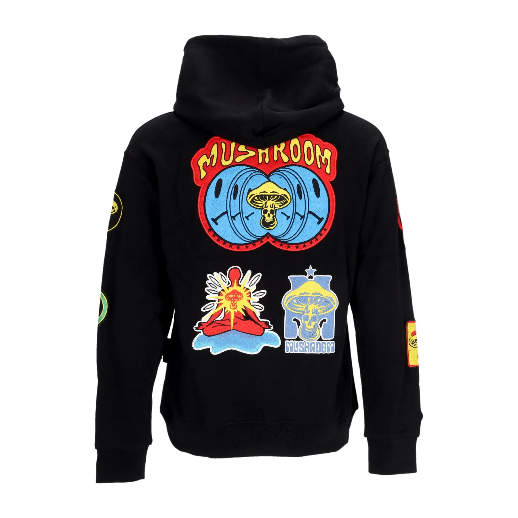 Stickers Black Hoodie for Men with Hood
