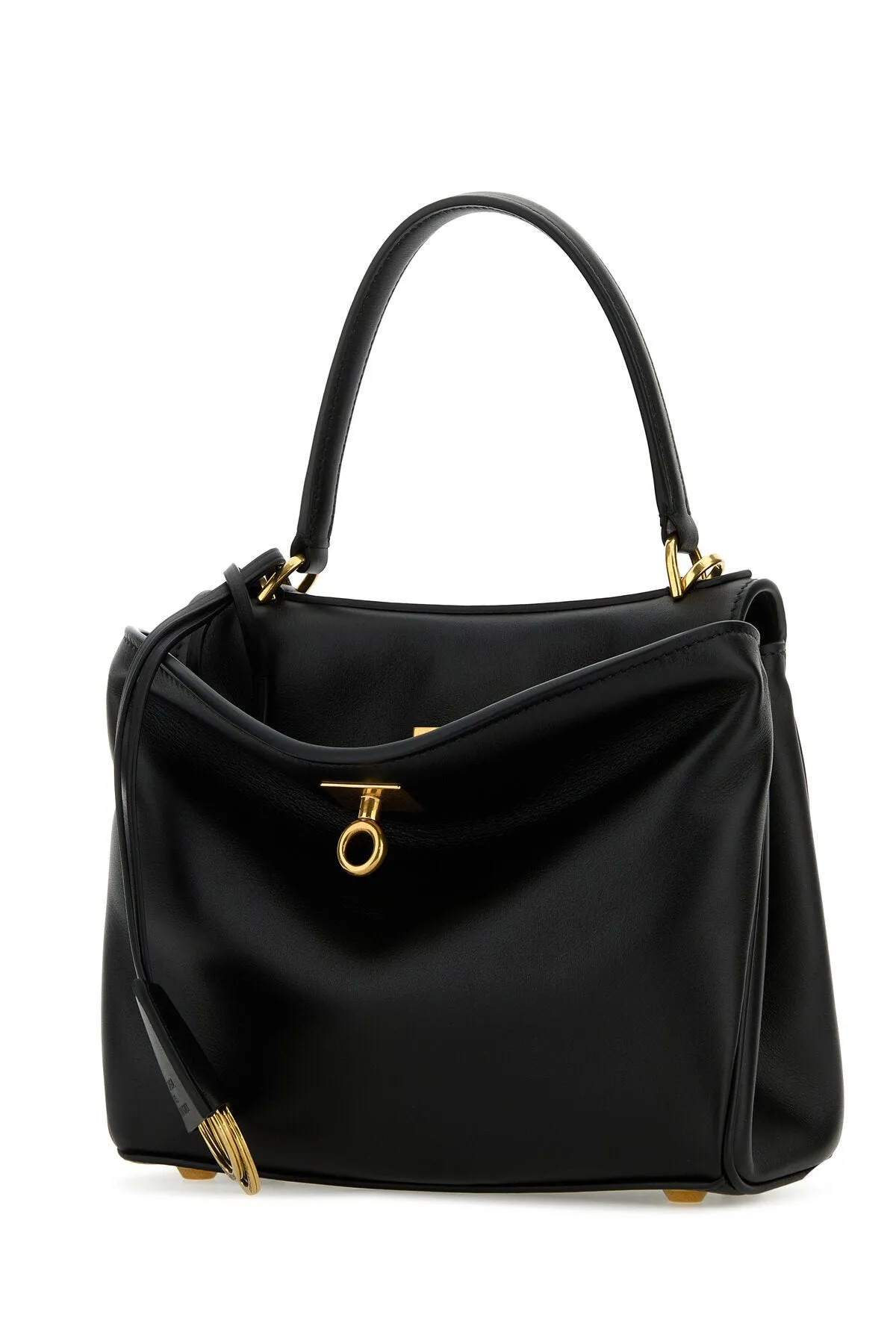 Stylish Black Leather Mini Rodeo Handbag