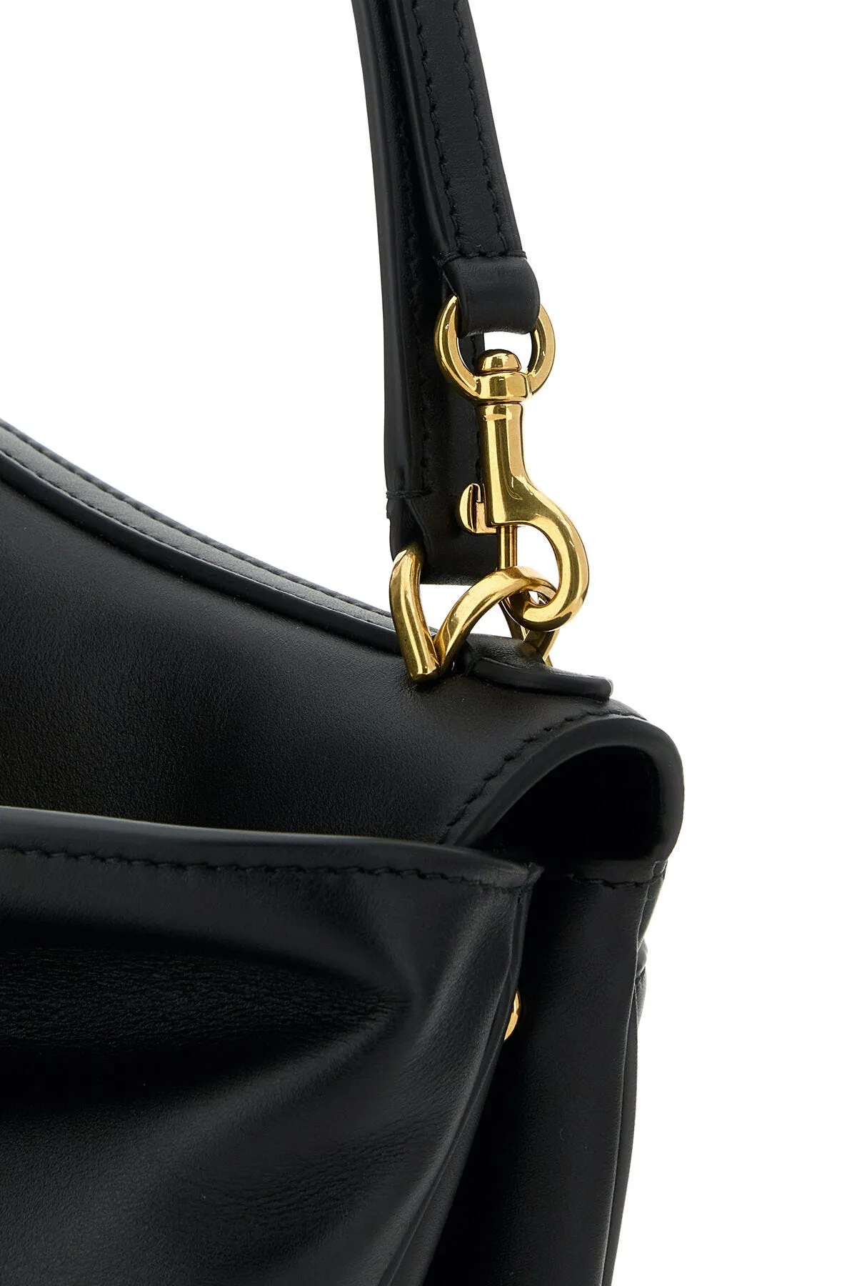 Stylish Black Leather Mini Rodeo Handbag