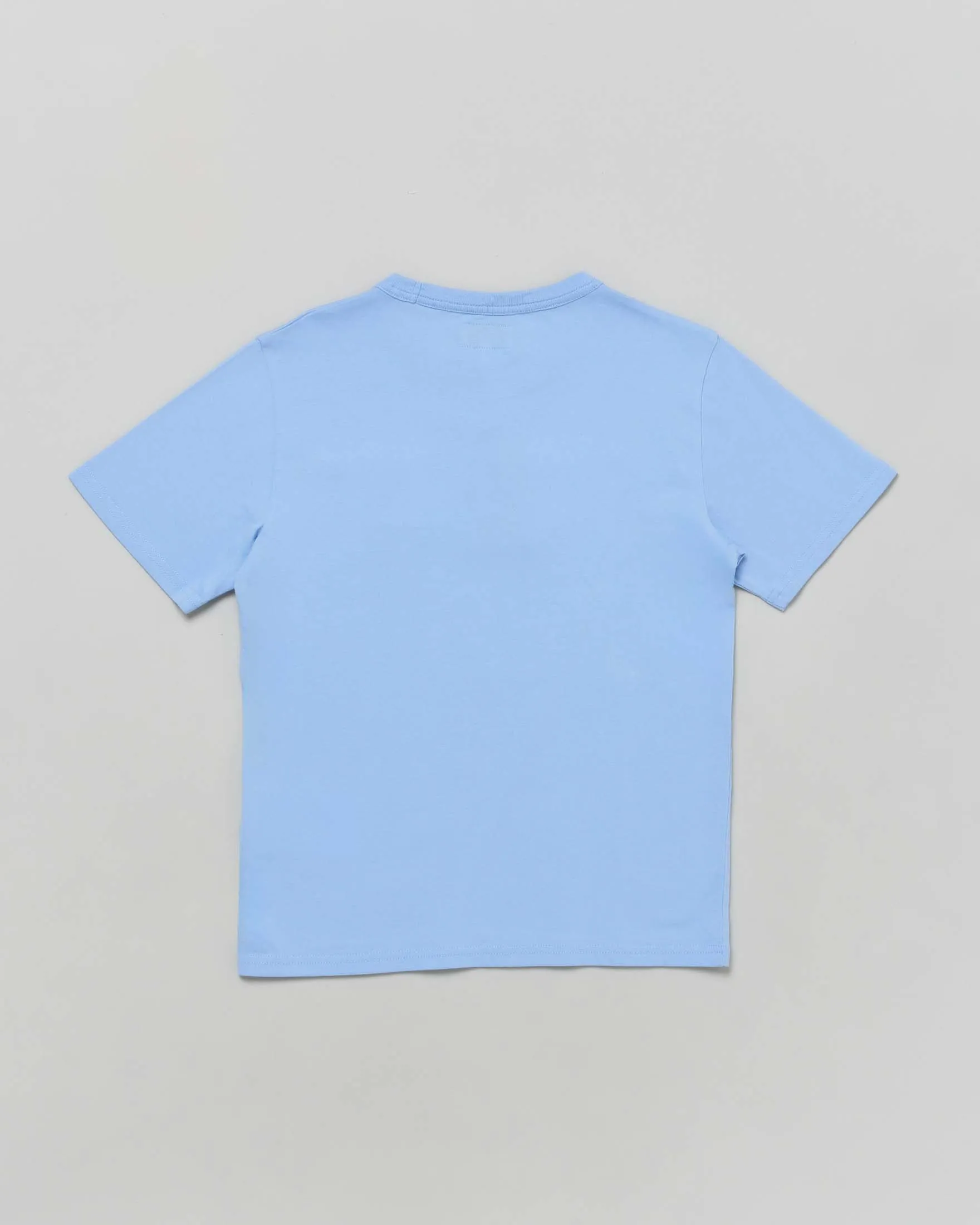 T-shirt azzurra in cotone a maniche corte con scritta logo bianca 10-16 anni