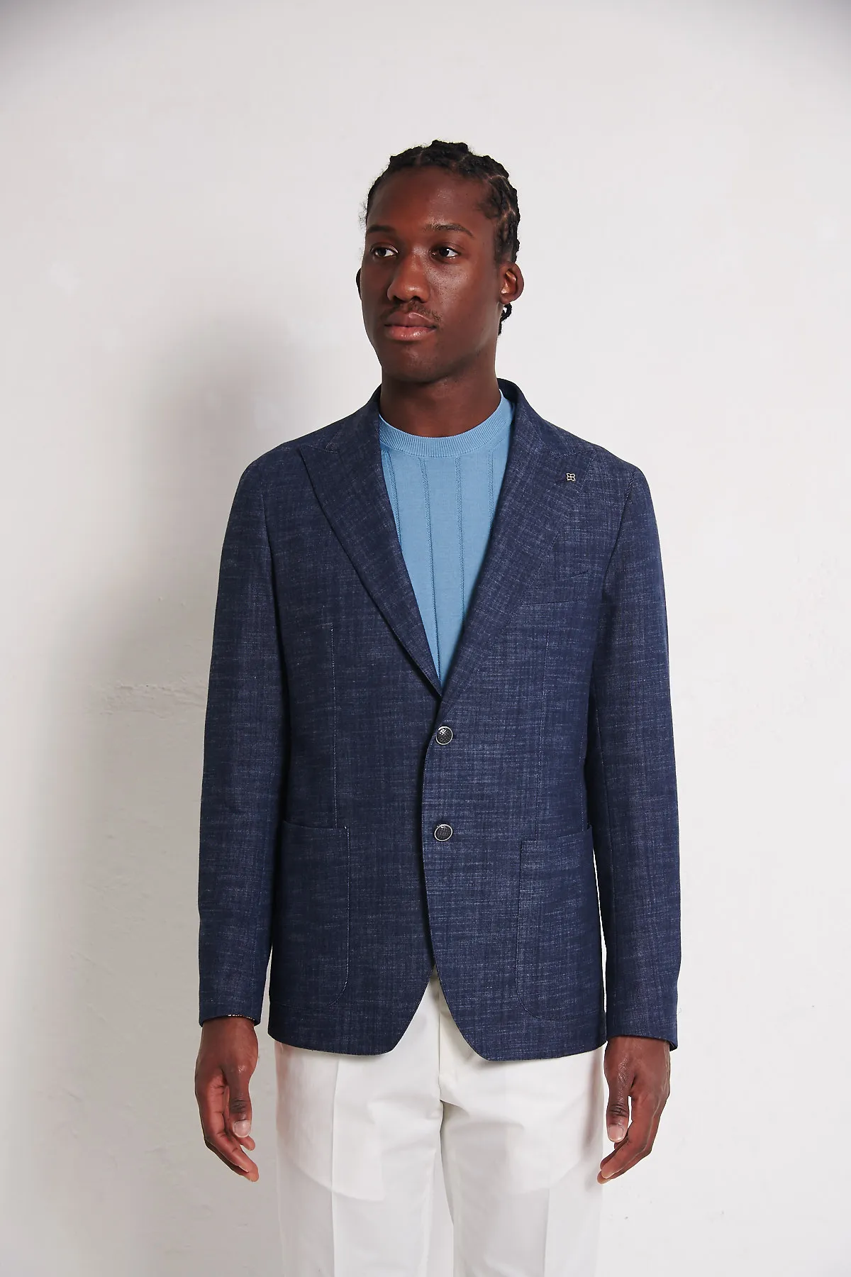 TAGLIATORE Giacca blu effetto denim monopetto