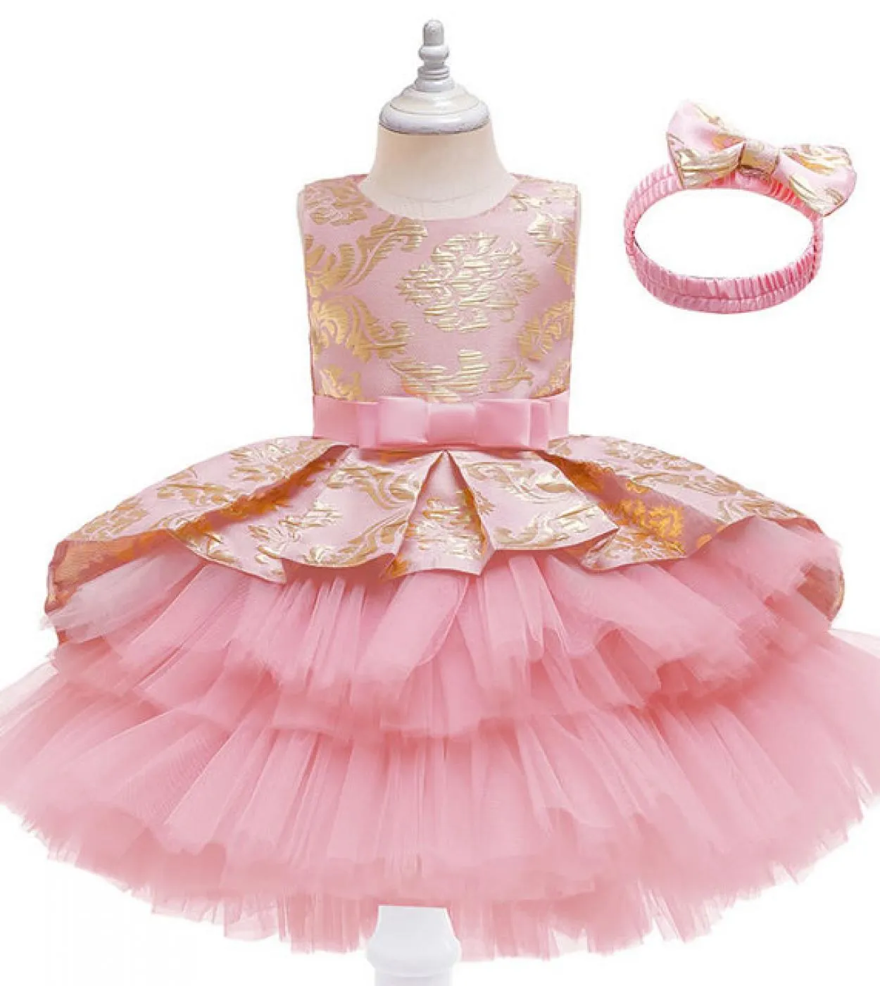 Teenager Christmas Outfit 2023 Festive Kid Up Striped Bow with Sequins Lace Party Dresses