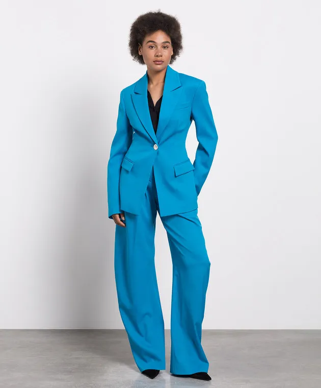 The Attico Pantaloni Gary in lana blu 237WCP102W041