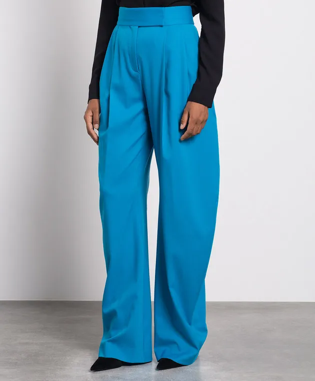 The Attico Pantaloni Gary in lana blu 237WCP102W041