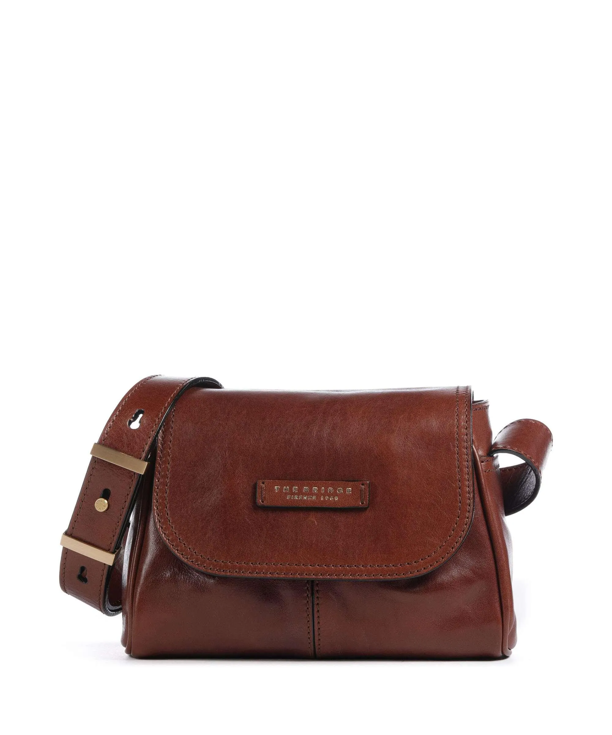 The Bridge Flora Brown Fine-Grained Cowhide Leather Crossbody Bag