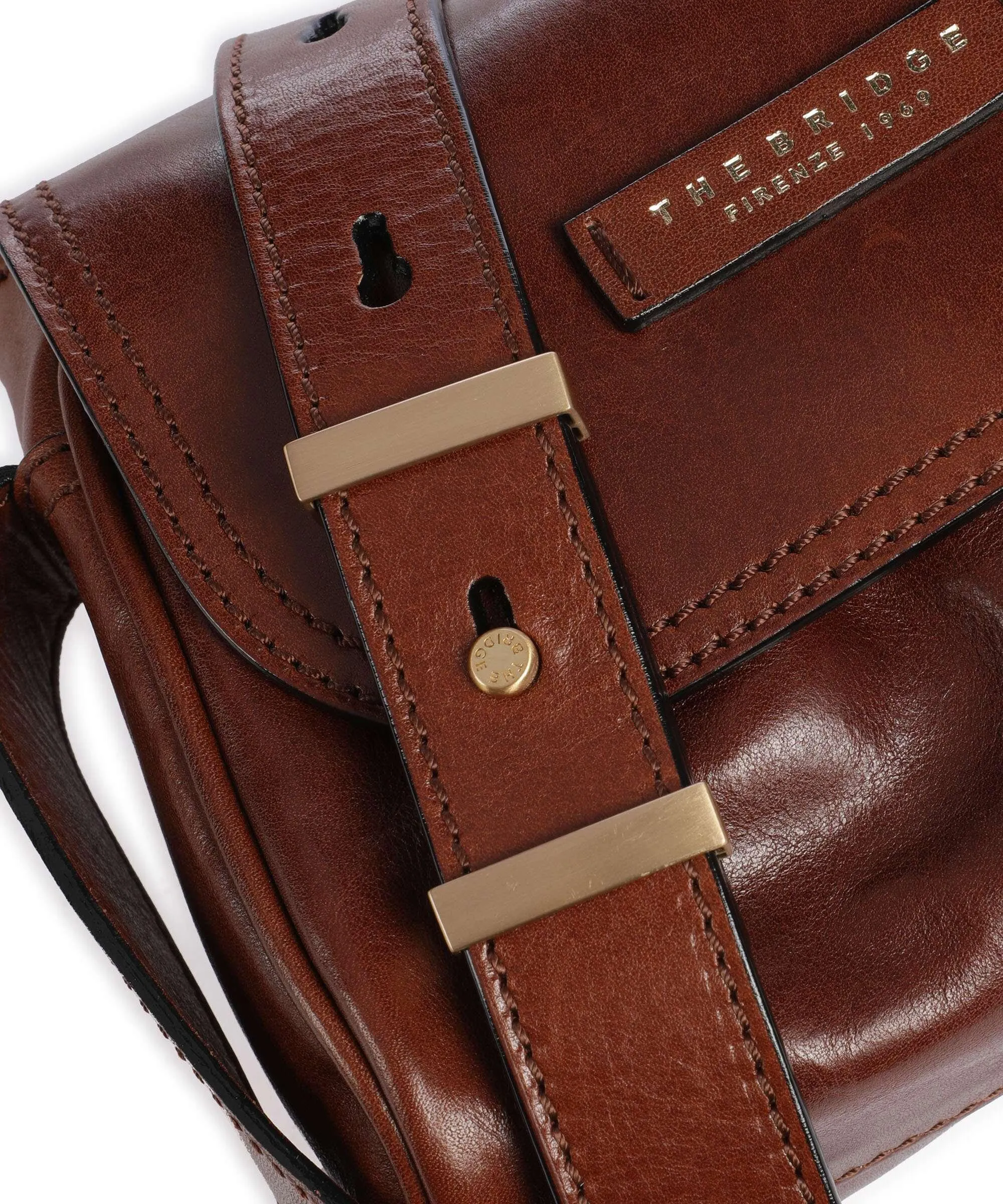 The Bridge Flora Brown Fine-Grained Cowhide Leather Crossbody Bag