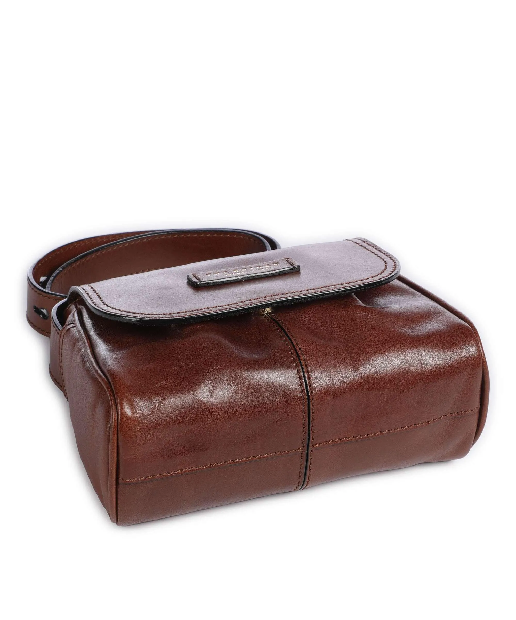 The Bridge Flora Brown Fine-Grained Cowhide Leather Crossbody Bag