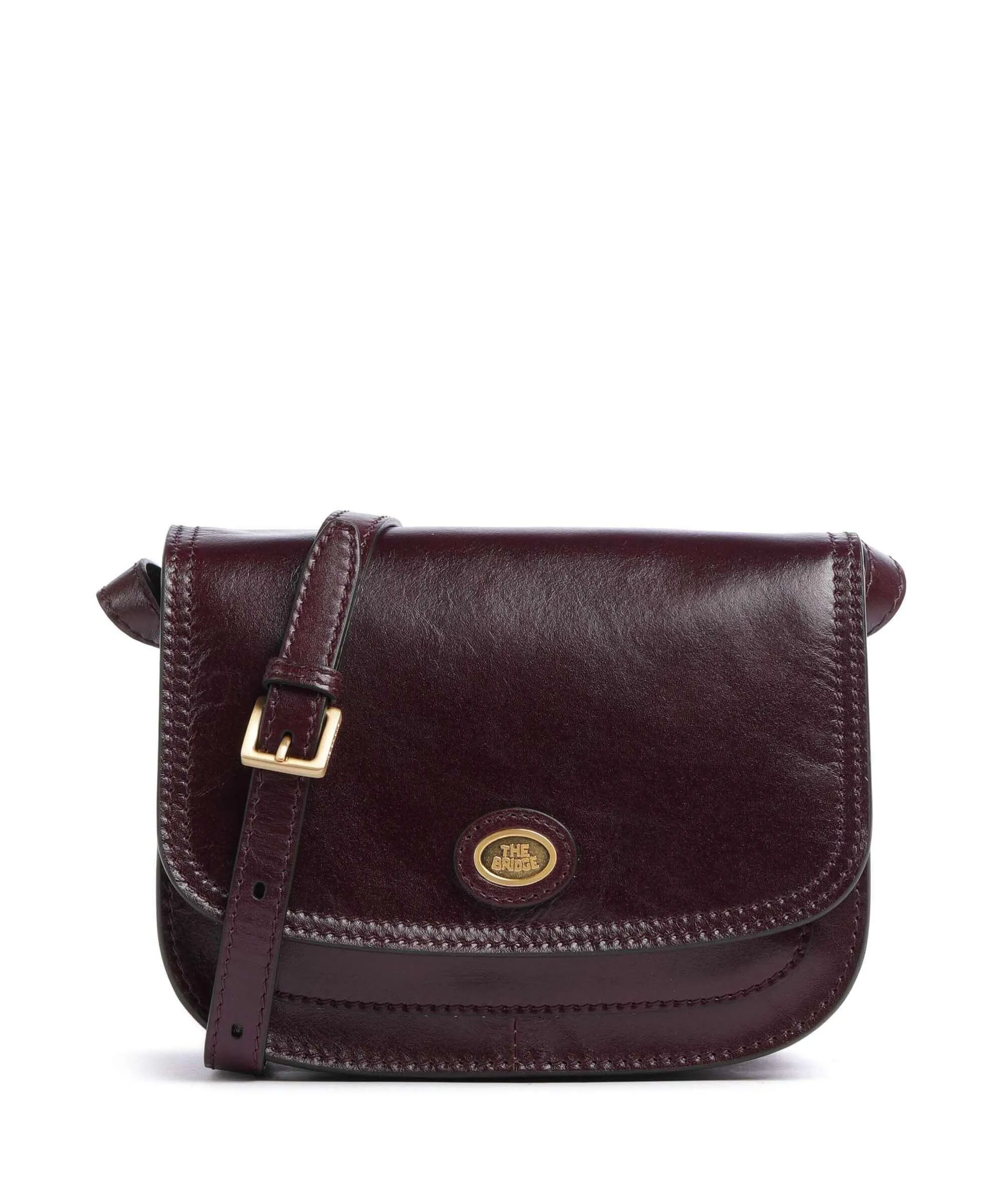 The Bridge Story Donna Eggplant Fine-Grained Cowhide Leather Crossbody Bag
