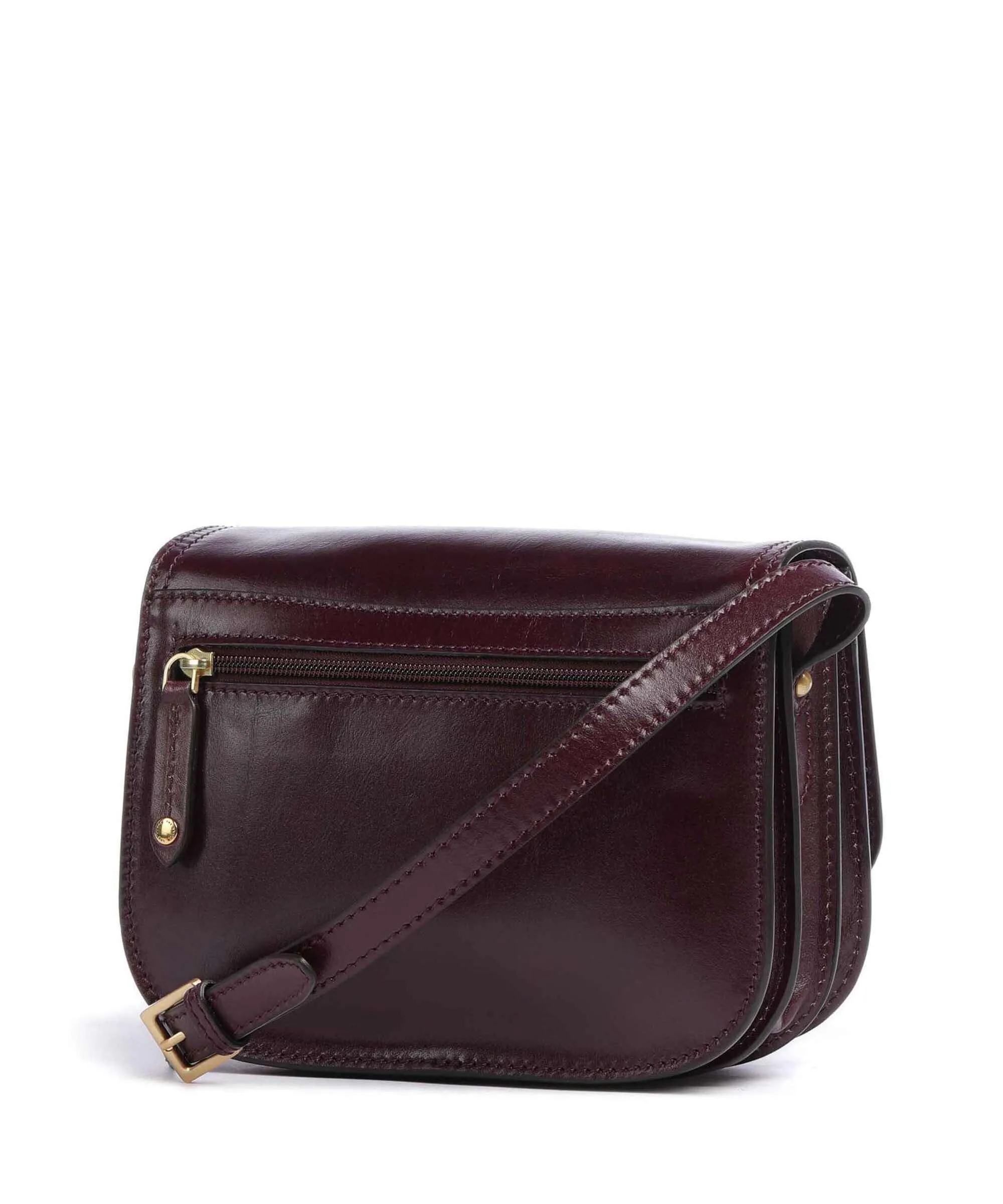 The Bridge Story Donna Eggplant Fine-Grained Cowhide Leather Crossbody Bag