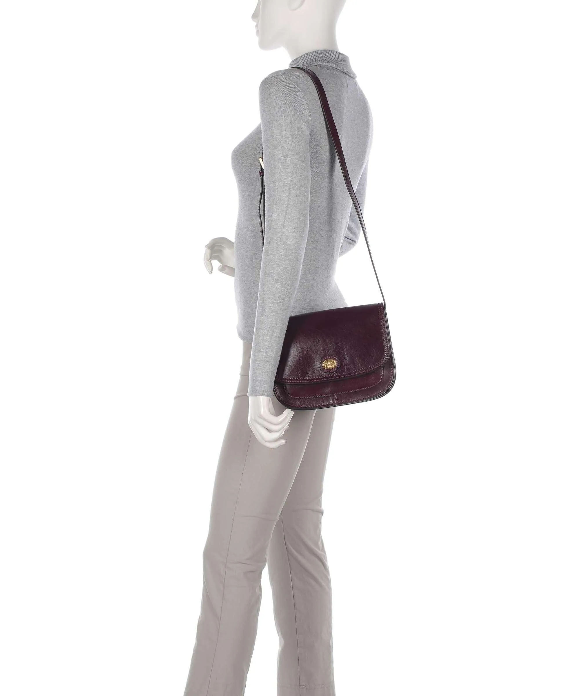 The Bridge Story Donna Eggplant Fine-Grained Cowhide Leather Crossbody Bag