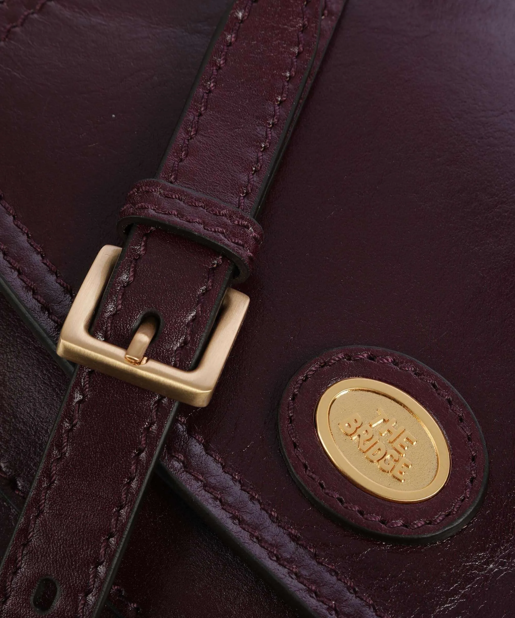 The Bridge Story Donna Eggplant Fine-Grained Cowhide Leather Crossbody Bag