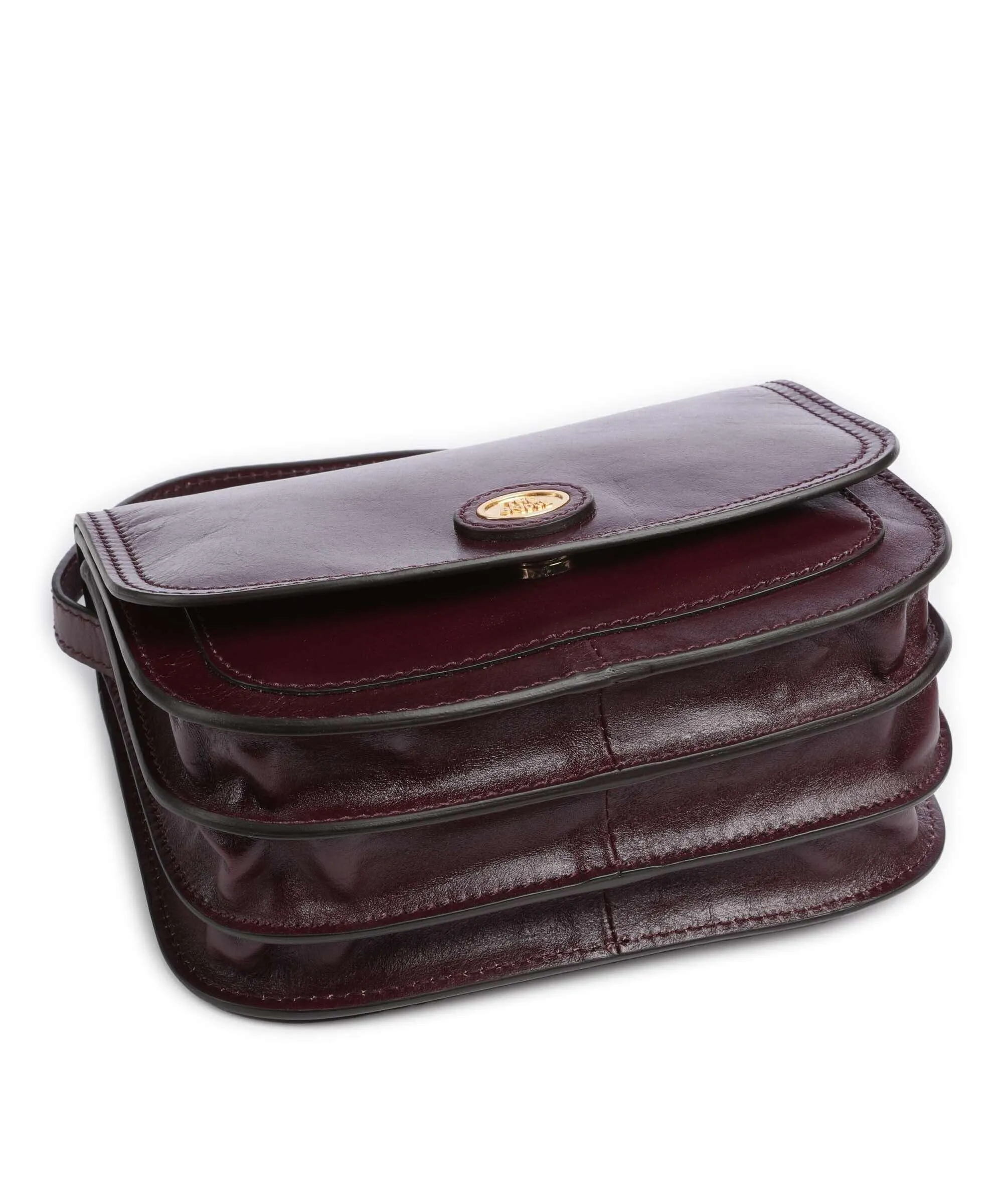 The Bridge Story Donna Eggplant Fine-Grained Cowhide Leather Crossbody Bag