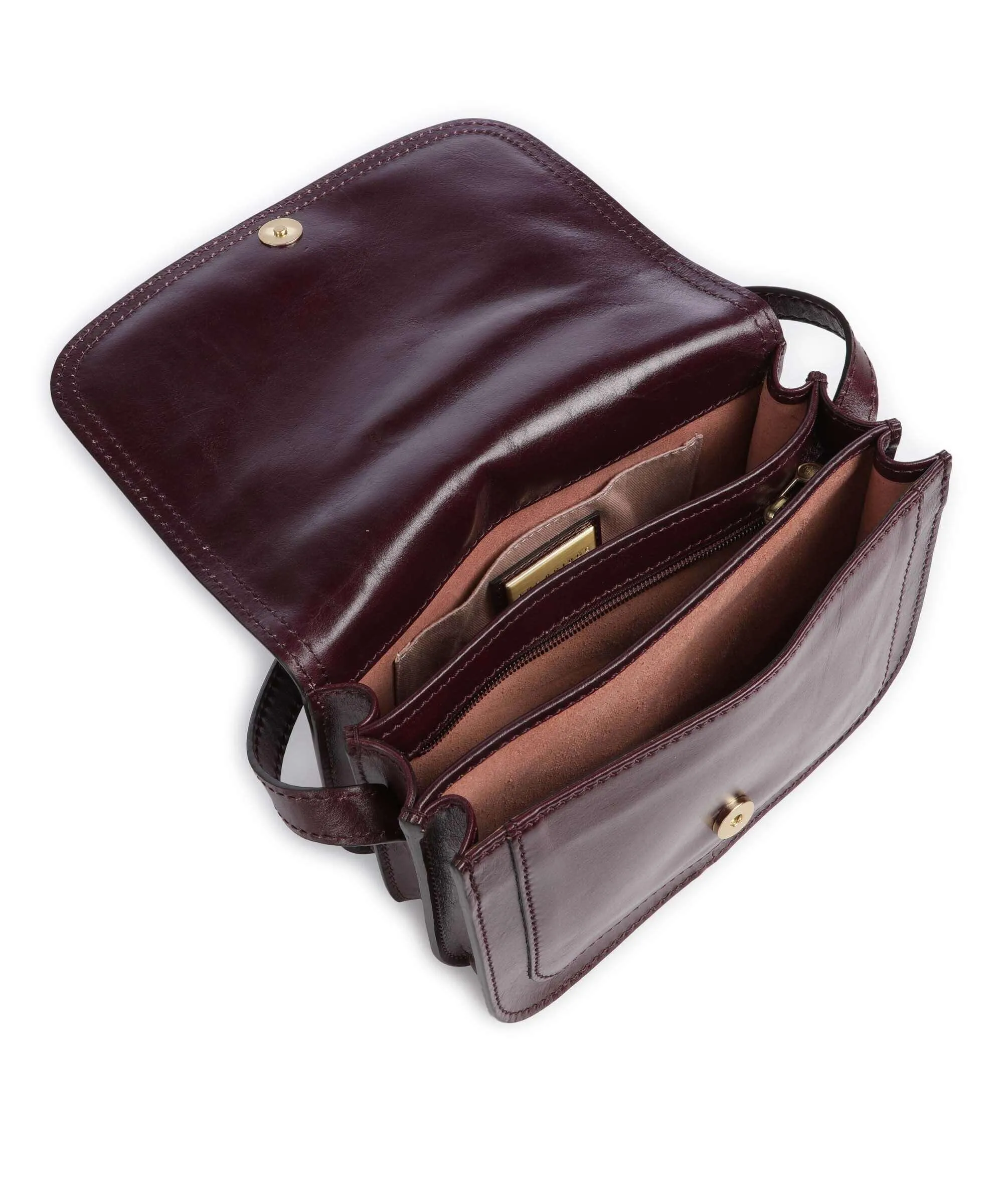 The Bridge Story Donna Eggplant Fine-Grained Cowhide Leather Crossbody Bag