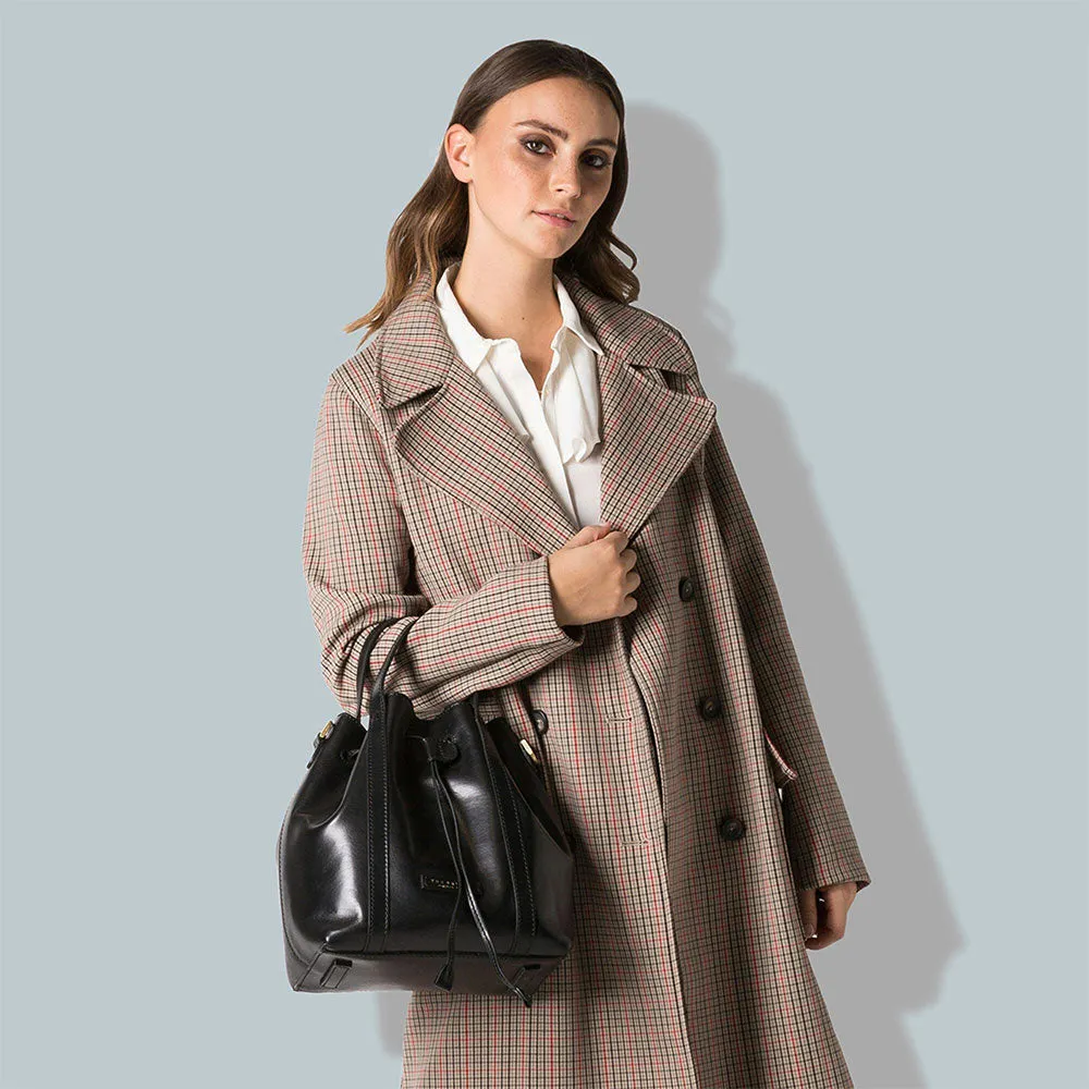 THE BRIDGE Women's Black Leather Vittoria Bucket Handbag