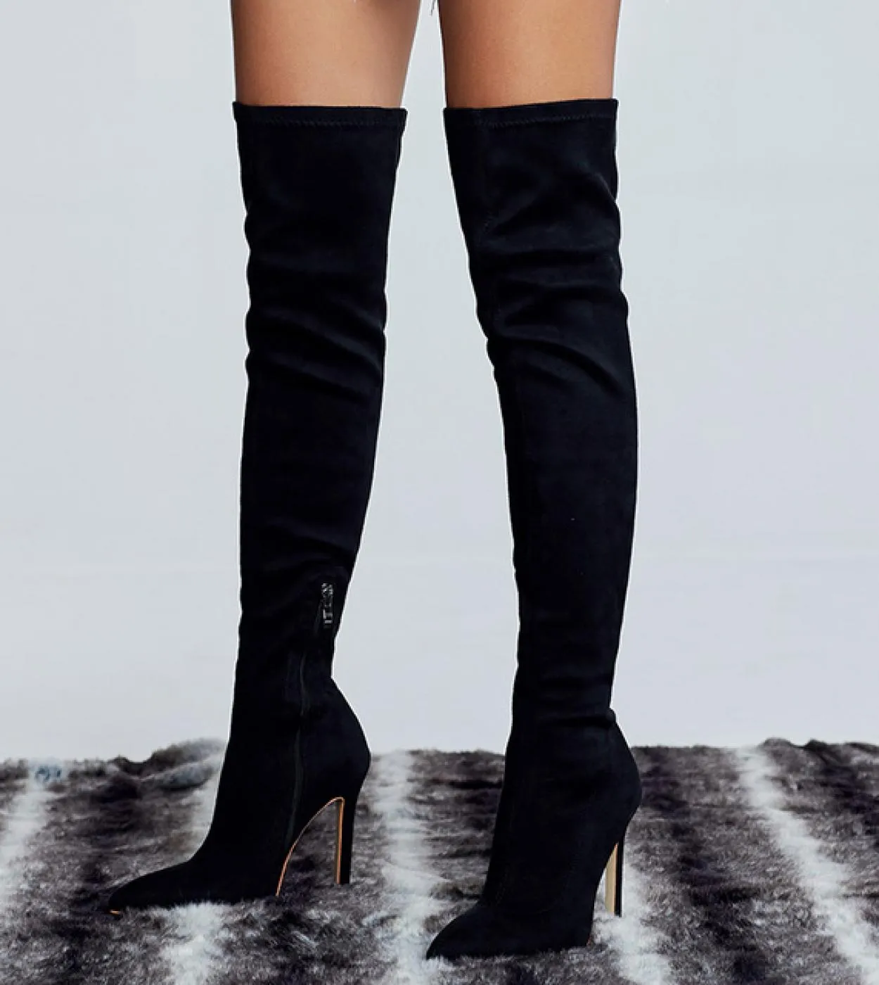 Thigh-high knee fetish boots with high heels for women 2023.