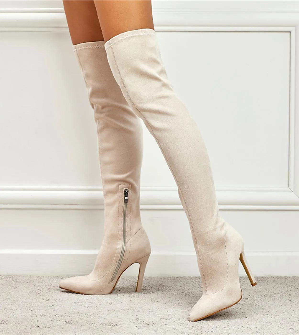Thigh-high knee fetish boots with high heels for women 2023.