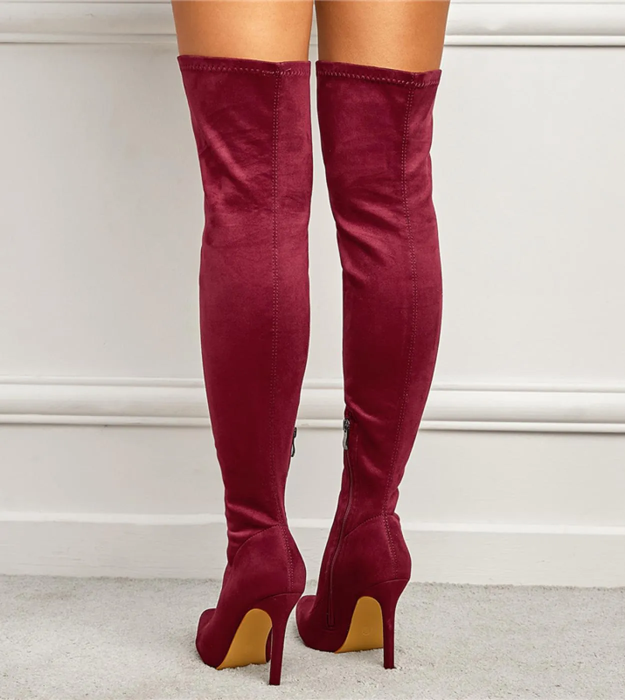 Thigh-high knee fetish boots with high heels for women 2023.