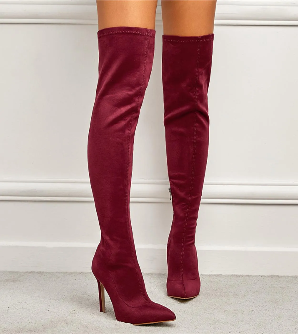 Thigh-high knee fetish boots with high heels for women 2023.