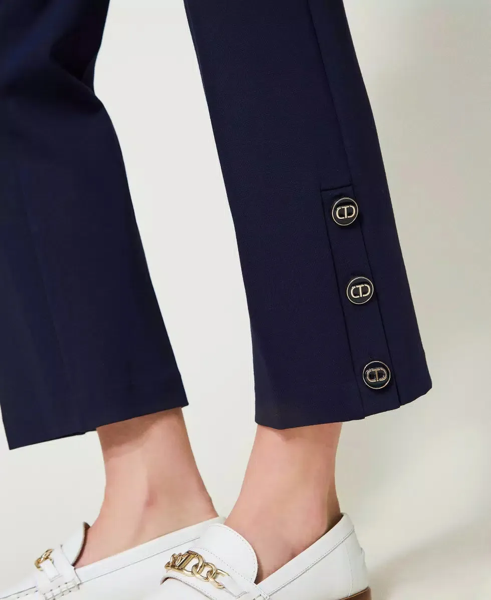 Twinset Milano Pantaloni cropped con bottoni Oval T