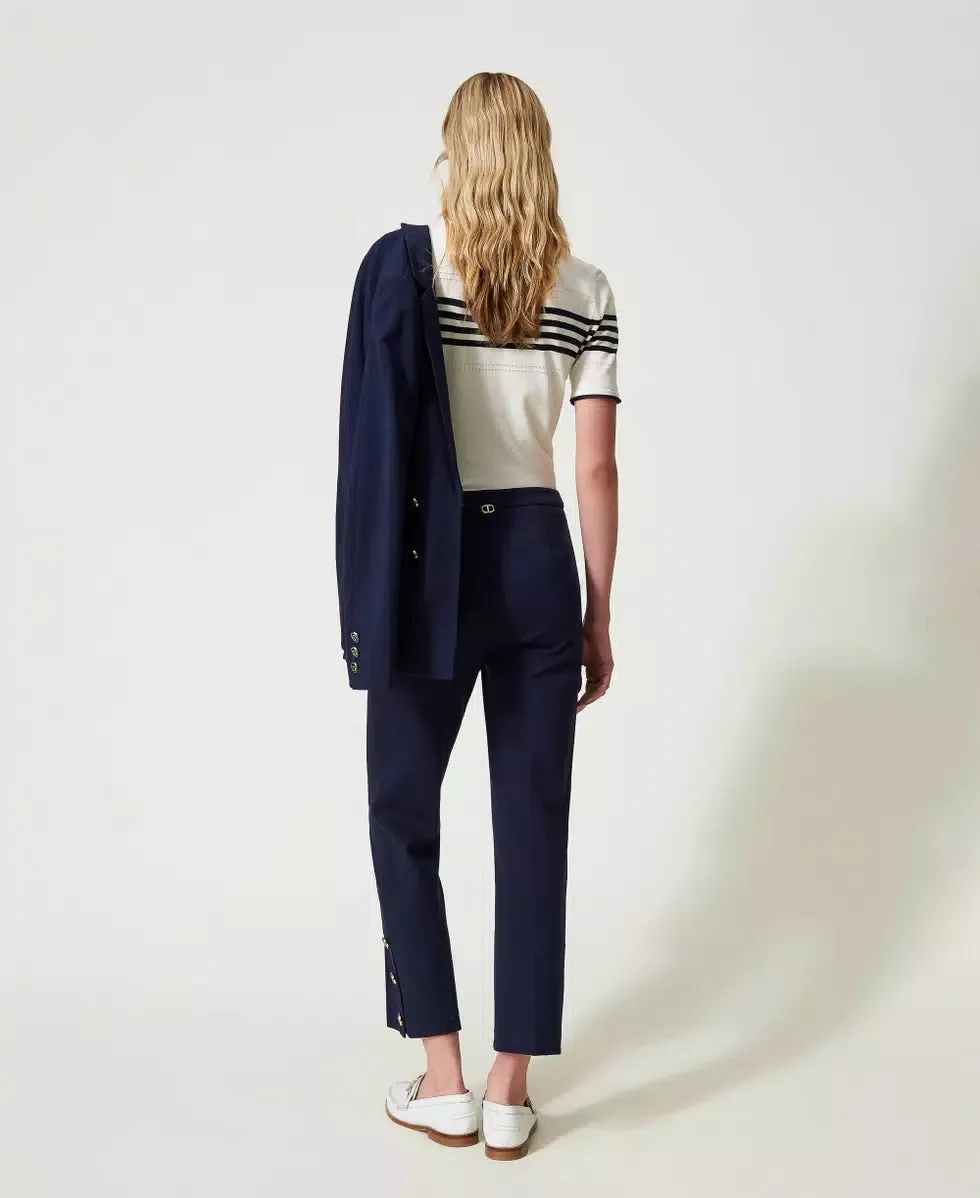 Twinset Milano Pantaloni cropped con bottoni Oval T