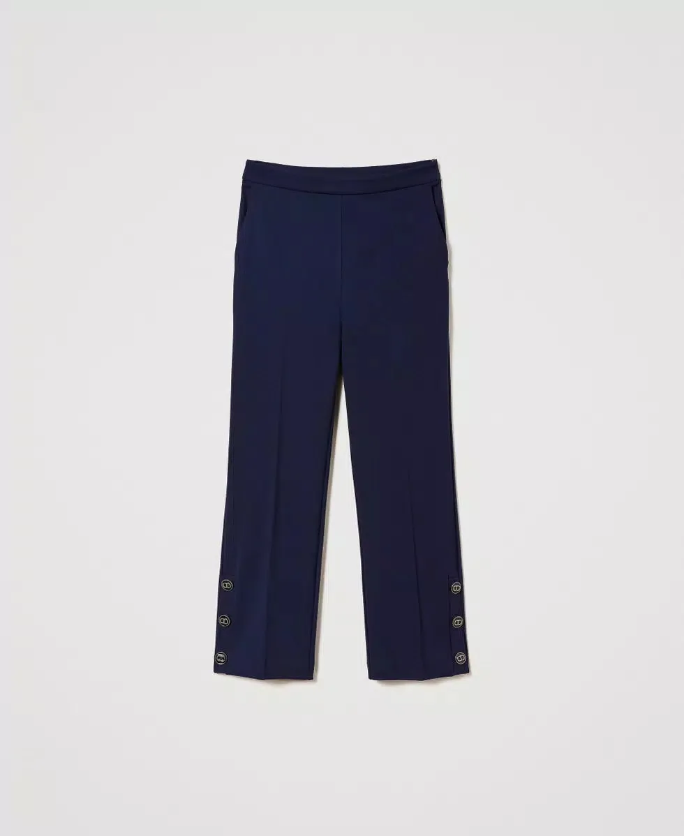 Twinset Milano Pantaloni cropped con bottoni Oval T