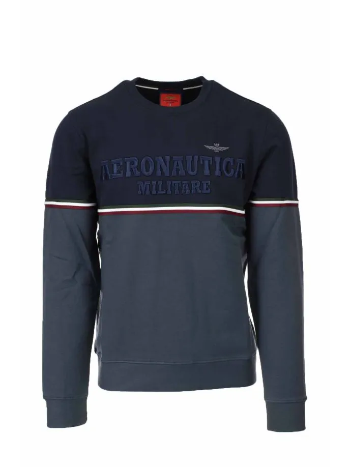 Two-tone crewneck sweatshirt.
