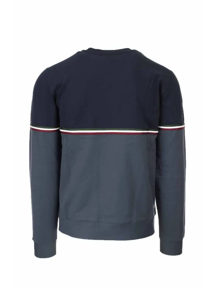Two-tone crewneck sweatshirt.