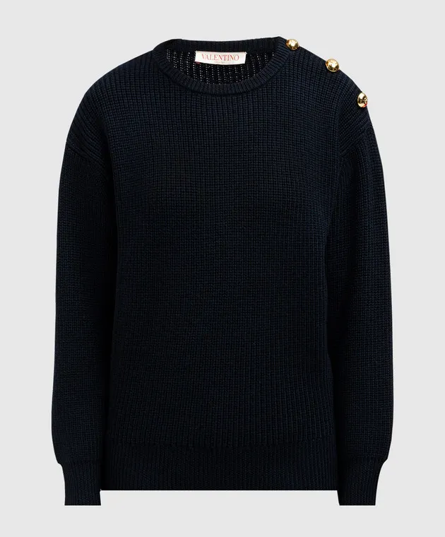 Valentino Maglione blu realizzato in lana 5B3KC58I8Q3