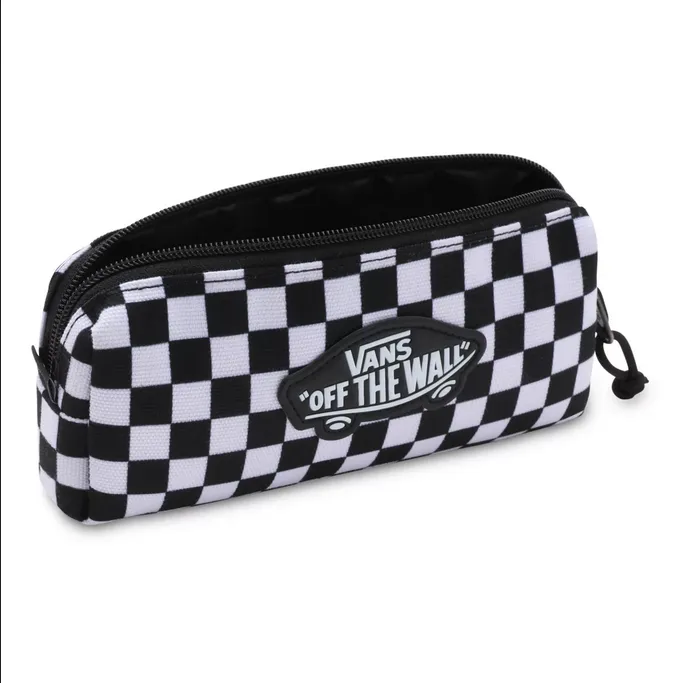 Vans pencil case, OTW Pencil Pouch Boys Classic VN0A3HMQHU01, checkerboard pattern, black and white.