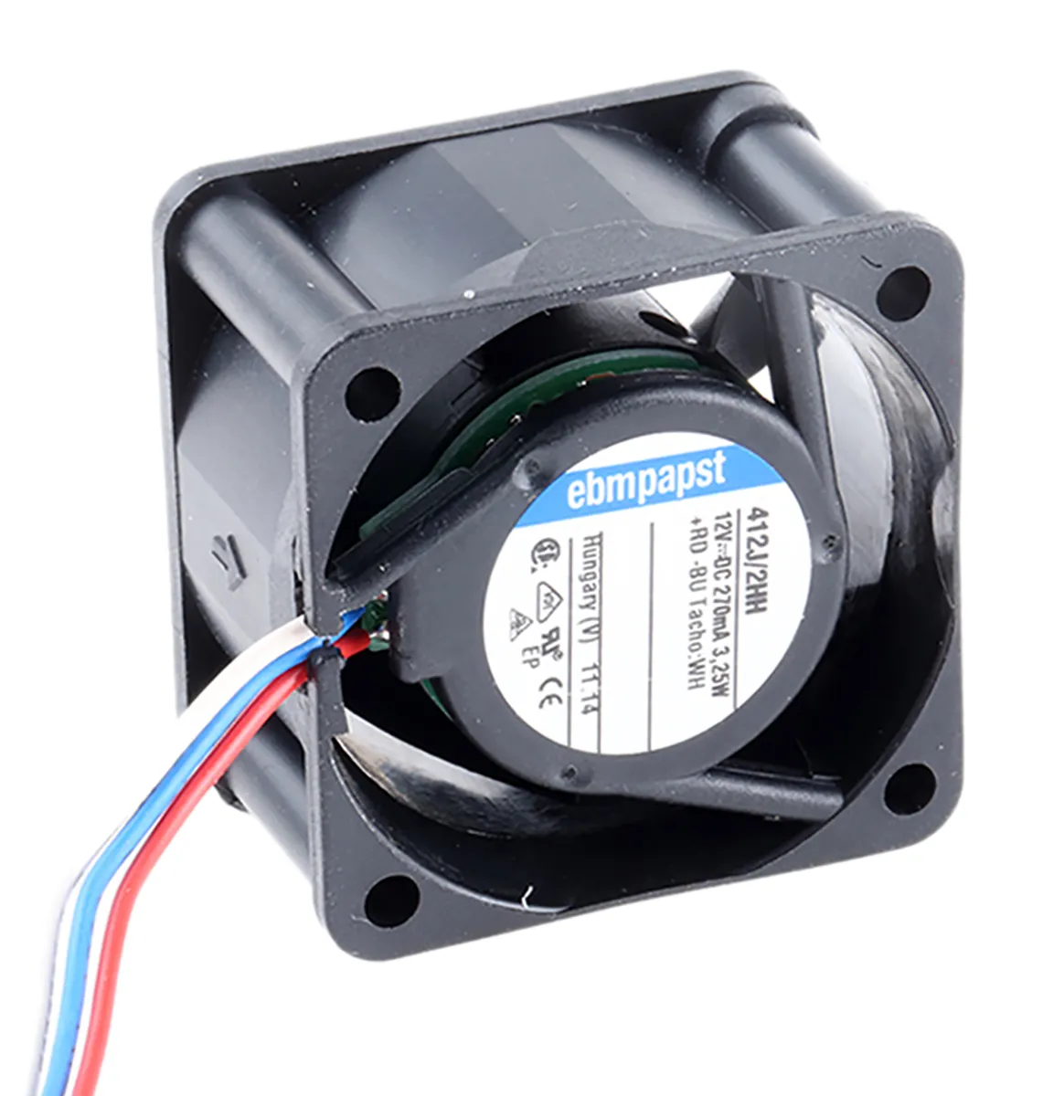 Ventola assiale in c.c. ebm-papst 400, 24m³/h, 12 V dc, 40 x 40 x 25mm, Ø 40mm