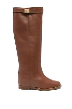VIA ROMA 15 Knee-High Brown Leather Boots