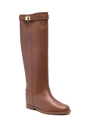 VIA ROMA 15 Knee-High Brown Leather Boots