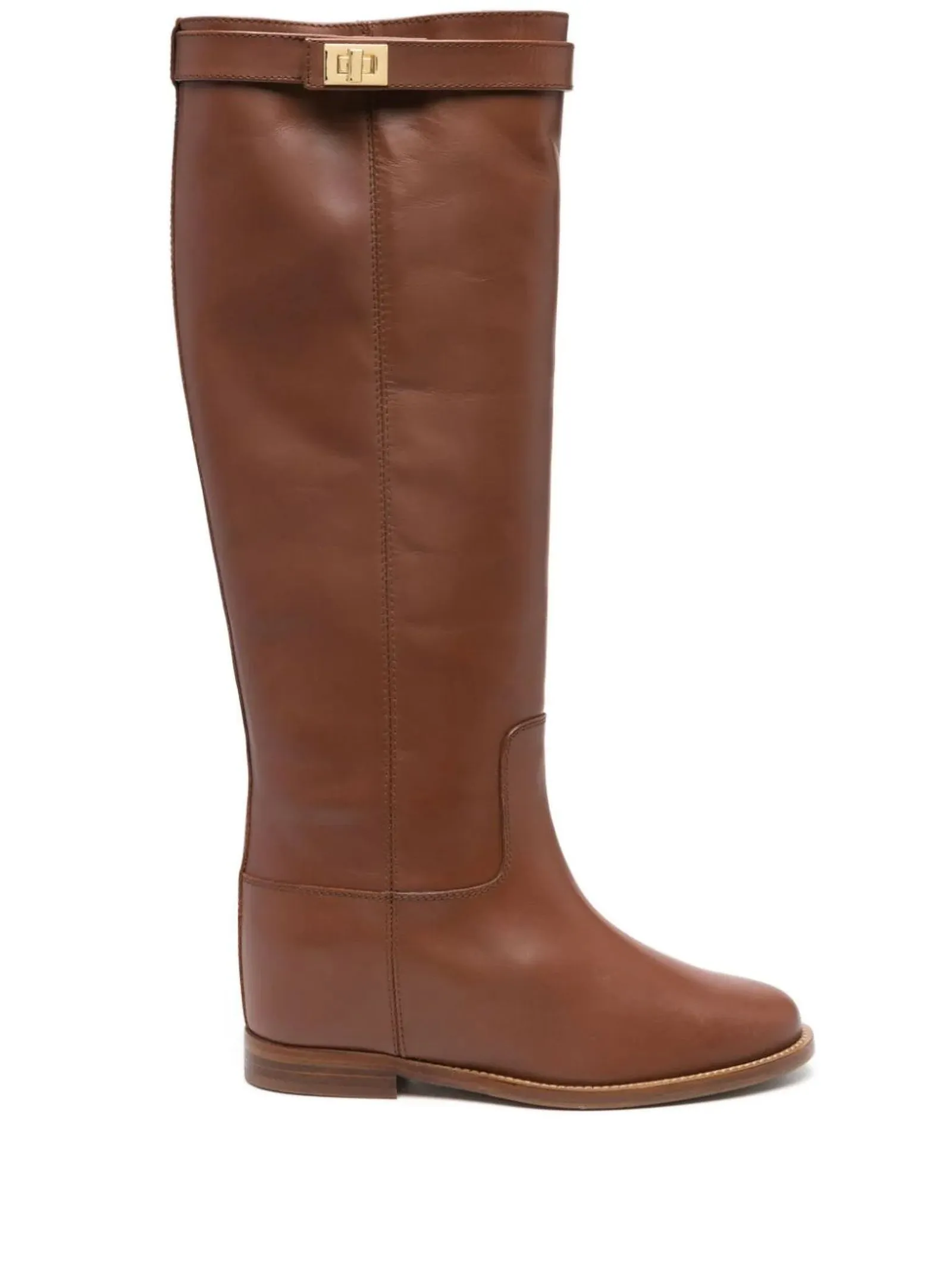 VIA ROMA 15 Knee-High Brown Leather Boots