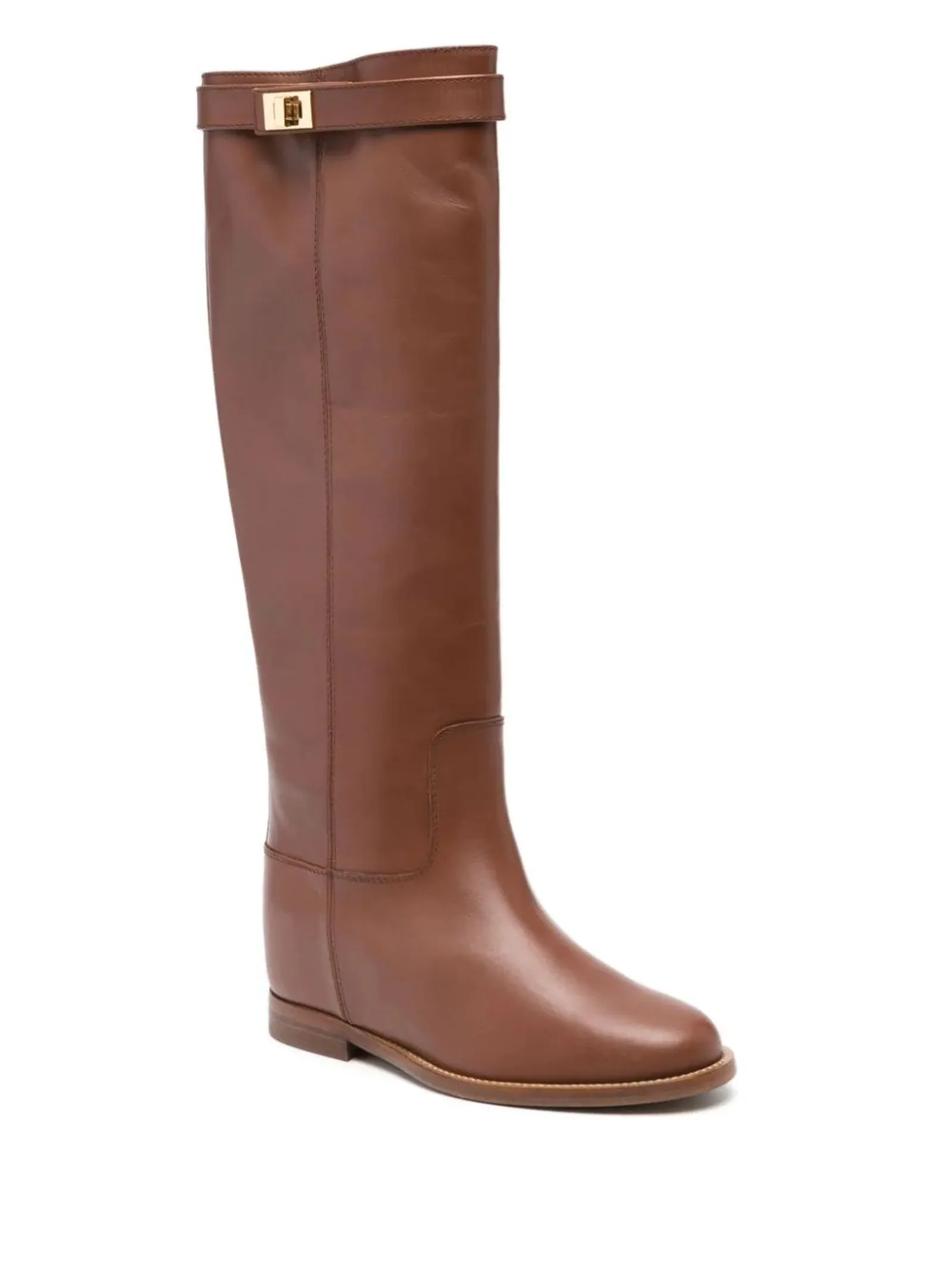 VIA ROMA 15 Knee-High Brown Leather Boots