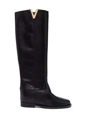 VIA ROMA 15 Knee-High Black Leather Boots