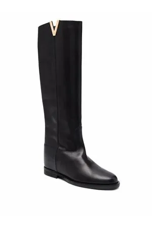 VIA ROMA 15 Knee-High Black Leather Boots