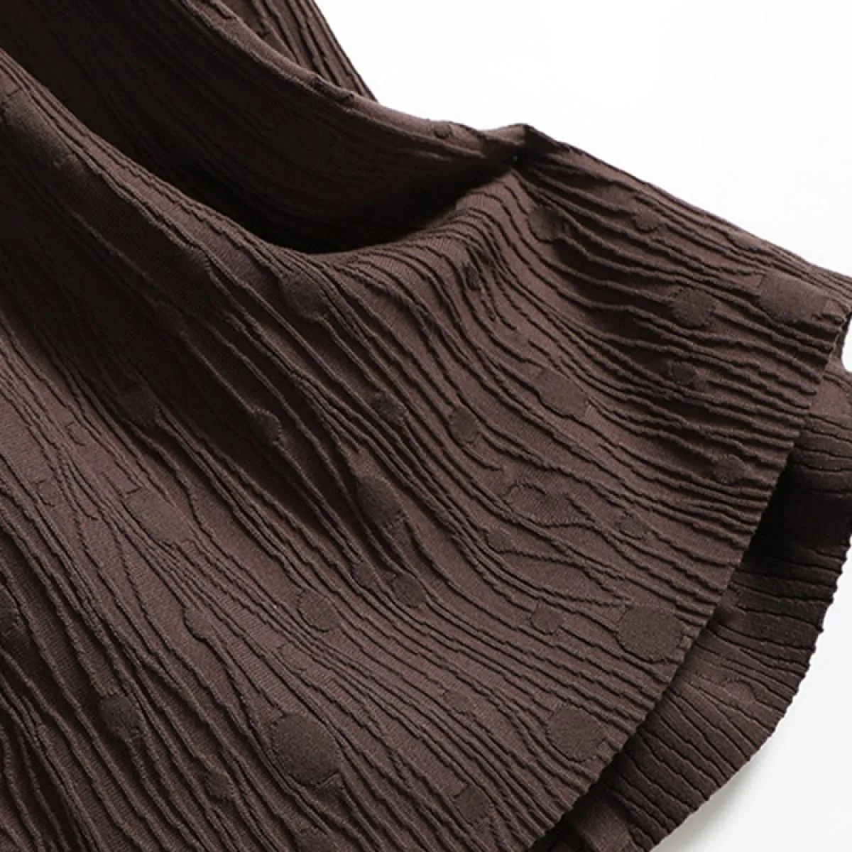 Vintage High Waist Anti-Wrinkle Swing A-Line Skirt - Long Knitted Bark Pattern Women's Skirt