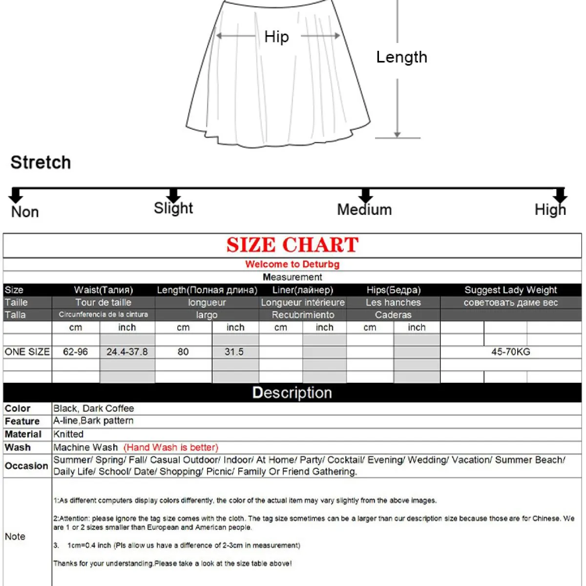 Vintage High Waist Anti-Wrinkle Swing A-Line Skirt - Long Knitted Bark Pattern Women's Skirt